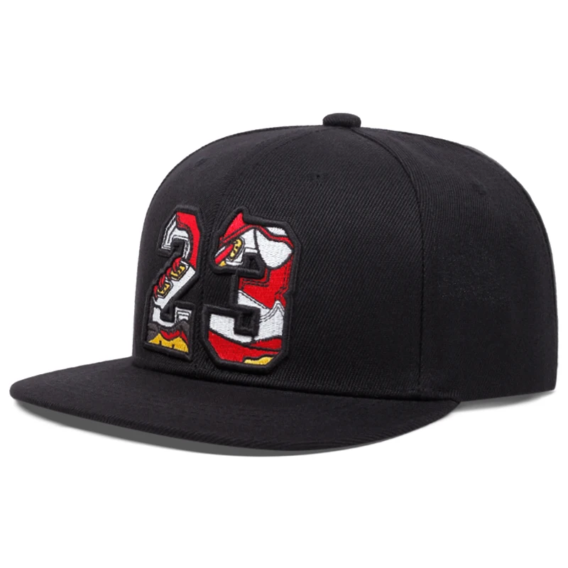 Cyfrowy 23. 3D haftowany modny kapelusz baseballowy sportowy kapelusz przeciwsłoneczny czapka typu snapback regulowany unisex słońce kowbojski