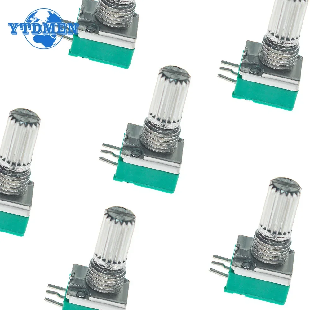 5PCS RK097N Potentiometers 3Pin Potentiometer 10K B1K 5K 20K 50K 100K 500K Audio Shaft 15mm Amplifier Sealing