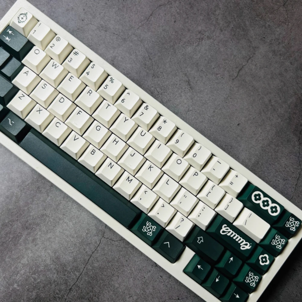 PBT Emma Theme Keycaps PBT صبغ التسامي الأخضر الأبيض مفتاح قبعات الكرز الشخصي Keycap للوحة المفاتيح الميكانيكية سبليت Spacebar