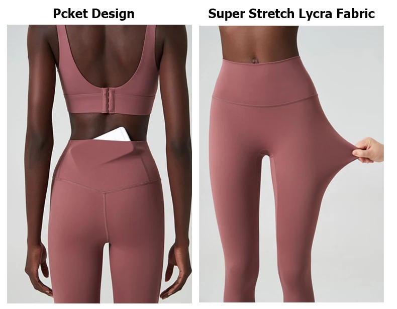 Zweiteiliges Fitness-Yoga-Set für Damen, einfarbig, dehnbar, weich, Gym-Anzug, atmungsaktiv, für Workout, Laufen, Sportbekleidung, Damenbekleidung – Detail 10