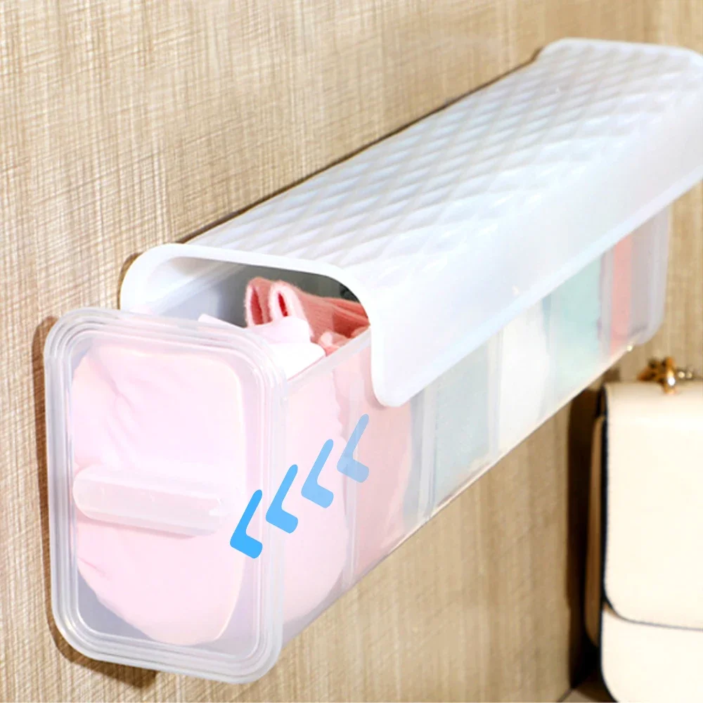 Wall Hanging Transparent Storage Box Plastic Closet for Underwear Panties Perfume Organizer Cabinets Drawers Storage Organizer