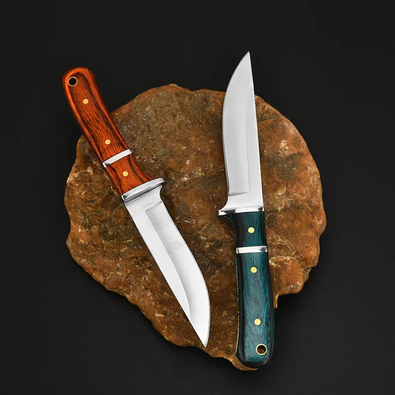 Mongolian Handheld Meat Eating Knife Stainless Steel Outdoor Camping Barbecue Knife Portable Multipurpose Cutting Beef Knife