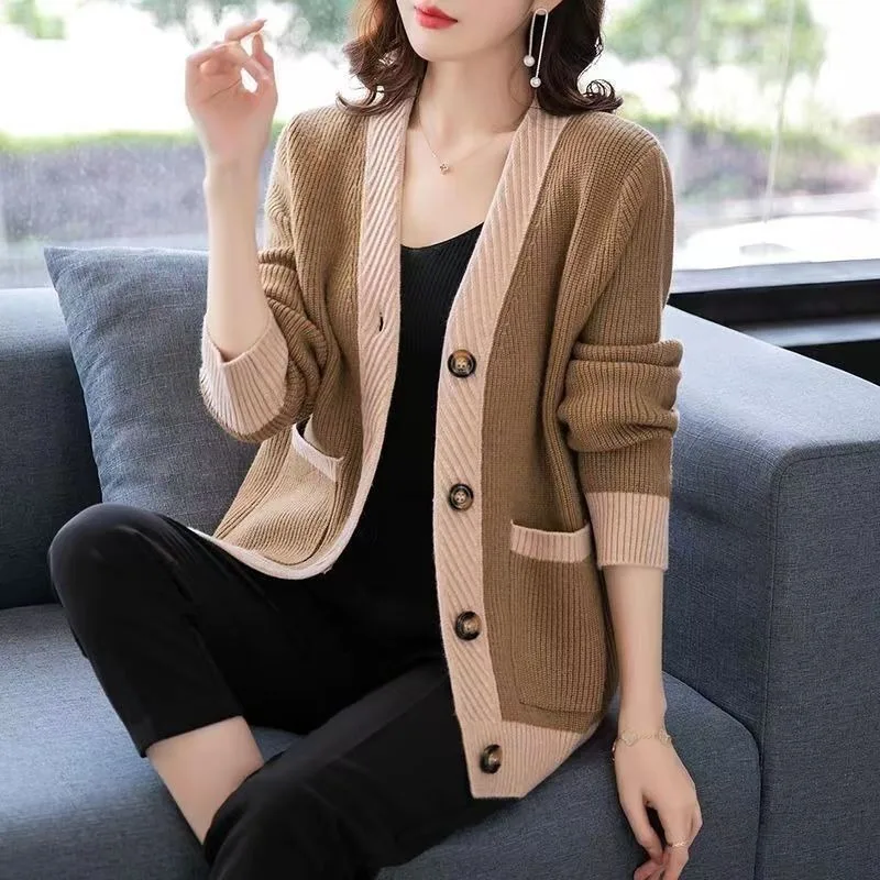 

Women's Autumn Spring Top Coat Sweater Cardigan Knitted Pocket Button Plus Size Comfortable Casual New Niche Versatile Fashion