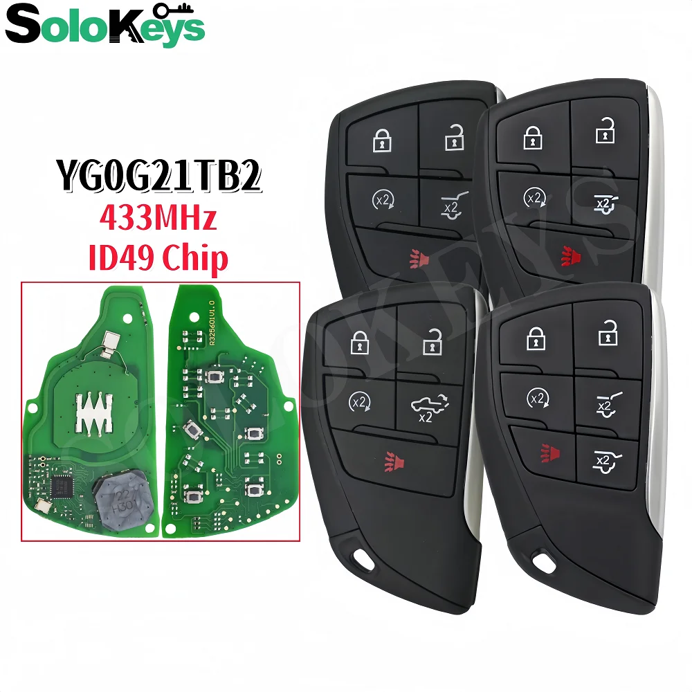

SOLOKEYS YG0G21TB2 умный ключ дистанционного управления для Chevrolet Suburban Silverado для GMC Yukon XL/Denali 6 кнопок 433 МГц ID49 чип