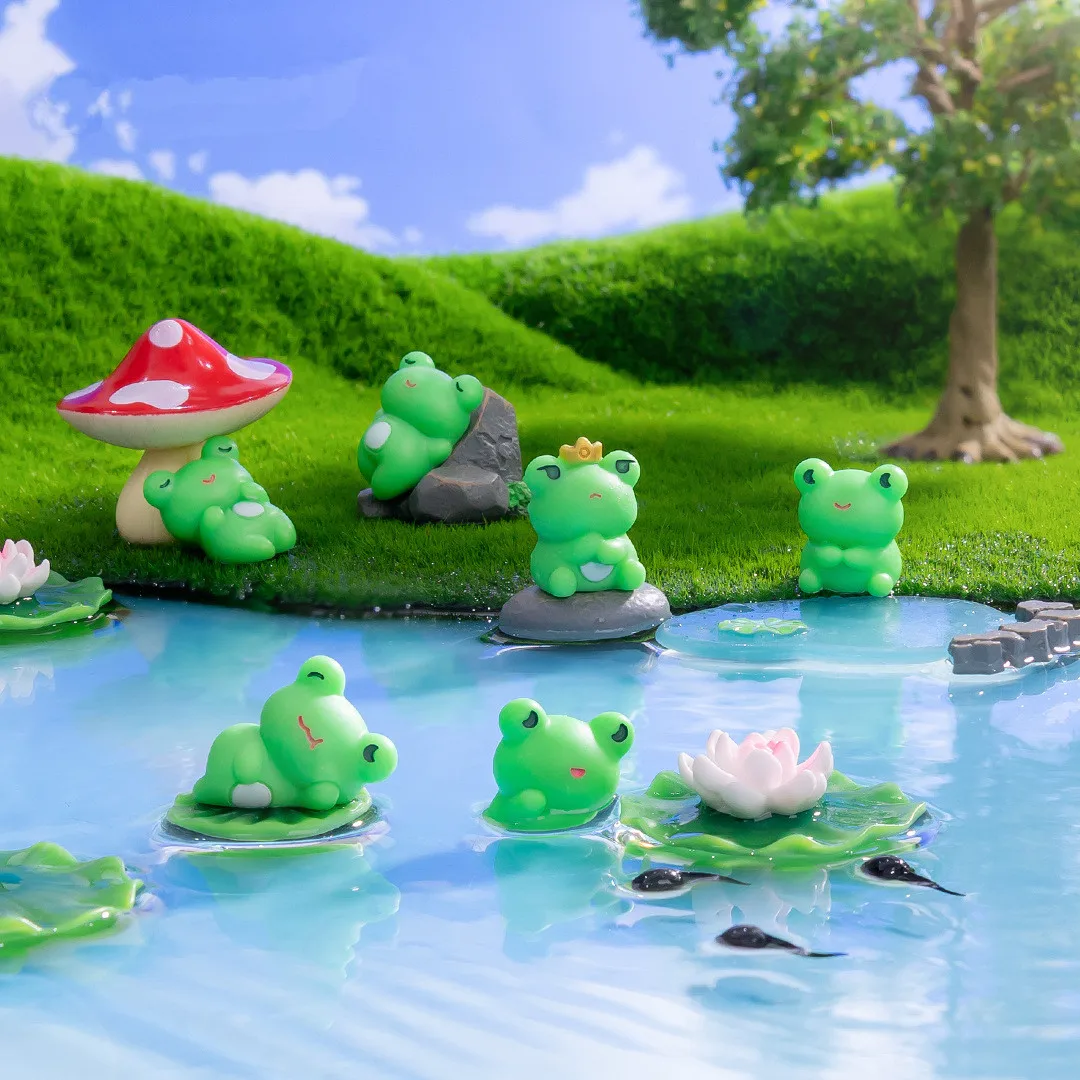 Figurines Miniatures Cute Funny Frog Micro Landscape Ornaments For Home Decorations Room Decor DIY Mini Garden Accessories