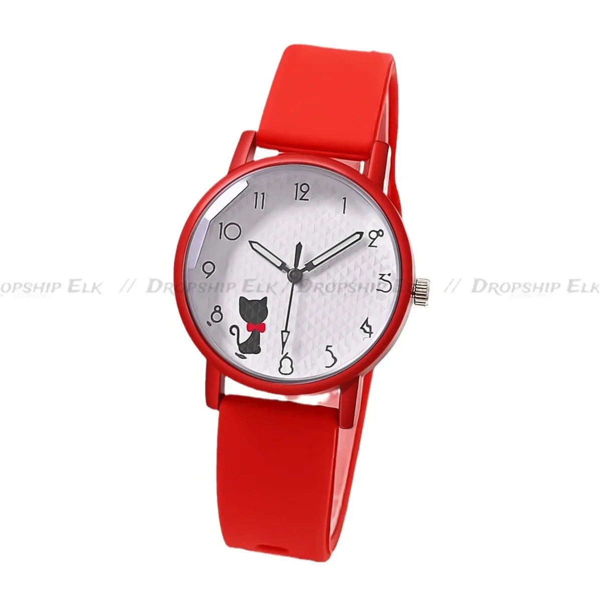 子供用の素敵な猫のブレスレットが付いたクォーツ時計、女性用のシリコン腕時計、学生用のスポーツウォッチ、誕生日プレゼント