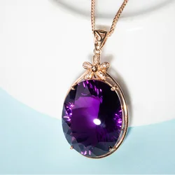 Natural Purple Amethyst Quartz Faceted Bead Pendant Silver 20x15mm Jewelry Healing Amethyst Necklace AAAAAA