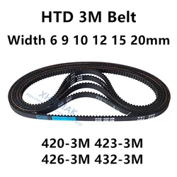 HTD 3M Timing Belt C= 420 423 426 432 Width 6/9/15mm Teeth 140 141 142 144 HTD3M Synchronous 420-3M 423-3M 426-3M 432-3M