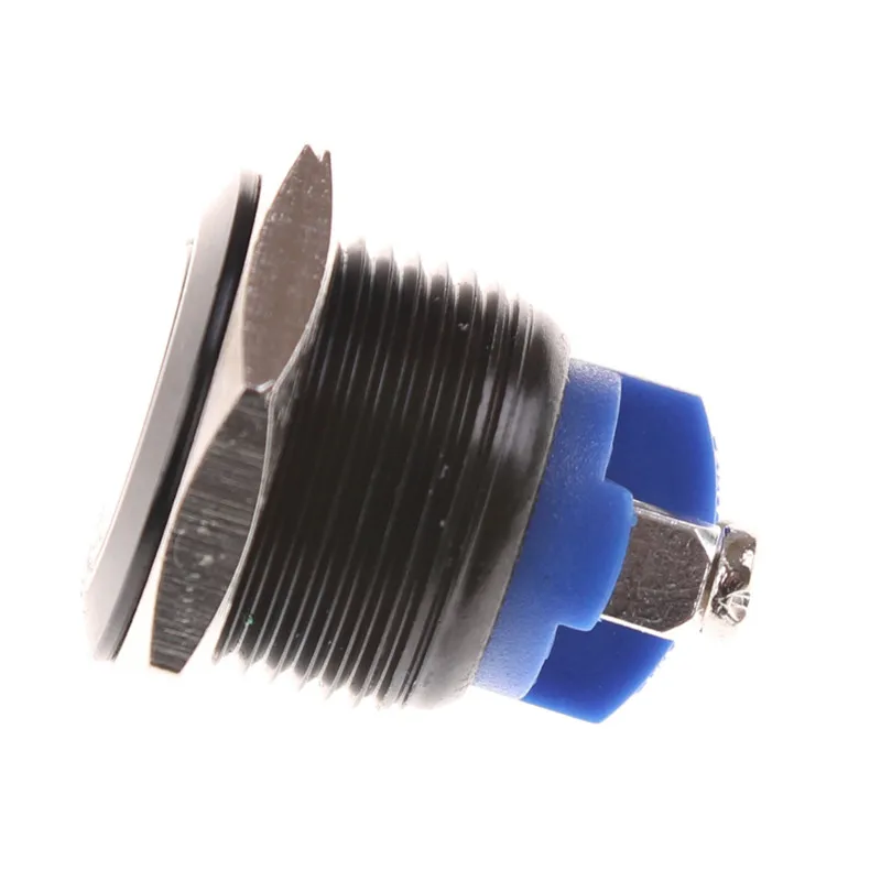 1PC 16mm Stainless Steel Black Waterproof Starter Switch Momentary Button