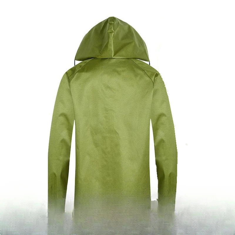 Long Sleeve Canvas Padded Outdoor Hiking Site One-piece Windbreaker Poncho Raincoat