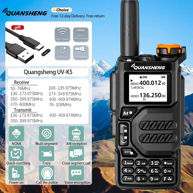 

QuanshengUVK5walkie Talkiefull Bandaviation Band Ручной наружный автоматический луковичный согласование частоты Go On Road Trip