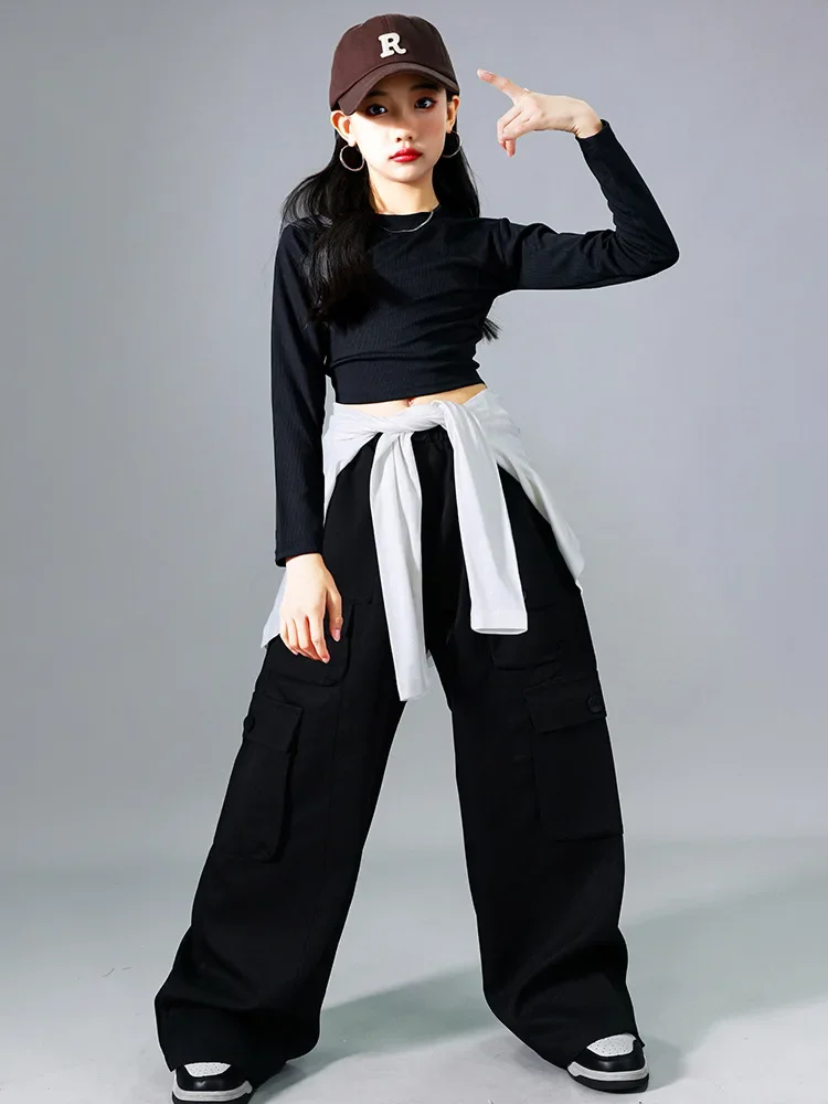 Jazz-Tanzkostüm für Mädchen, Hip-Hop-Streetdance-Outfit, langärmeliges Hosen-Set für Übungen, Bühnenauftritte und KPOP-Tanz. – Detail 5