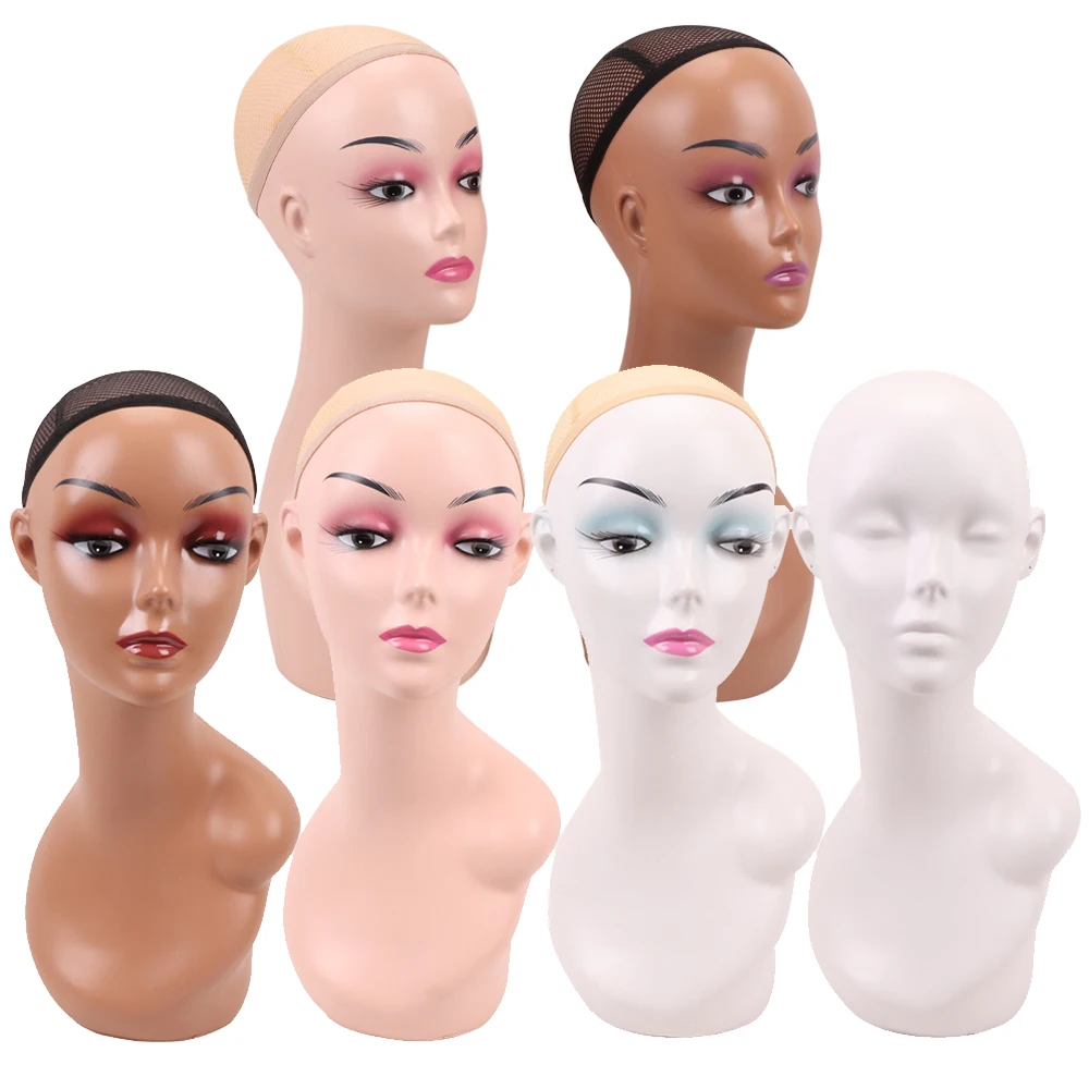 

Nunify Mannequin Head Without Shoulder For Wig Jewelry Display Dark Brown Skin Female Wig Head With Ear 1Pc Realistic Model Head