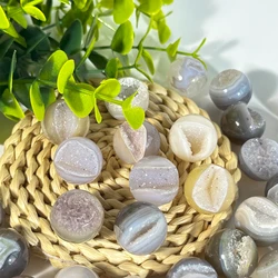 1pc 고품질 천연 마노 Geode 구, 천연 크리스탈 구, DIY 쥬얼리 만들기위한 천연 석재 장식 장식품