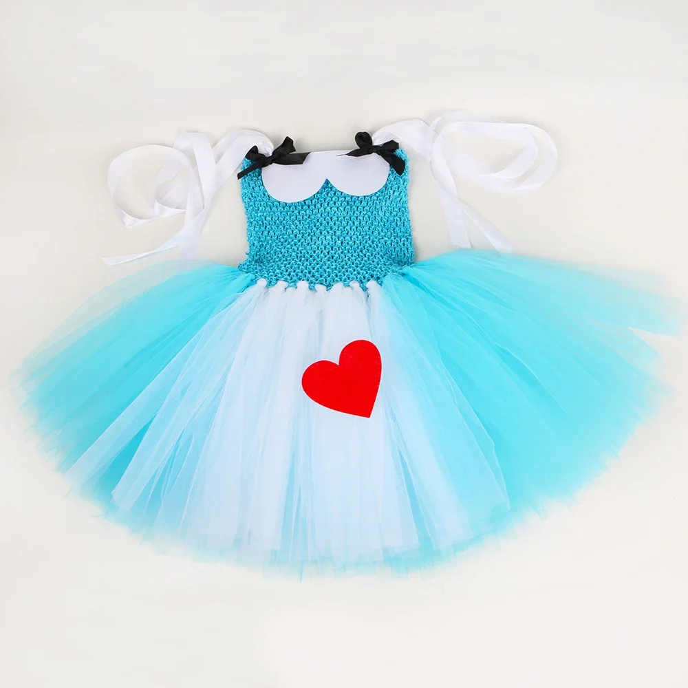 Alice Costume Girls Blue Wonderland Lolita Maid Tulle Tutu Princess Dress Kids Halloween Carnival Party Fancy Dress Up Clothes