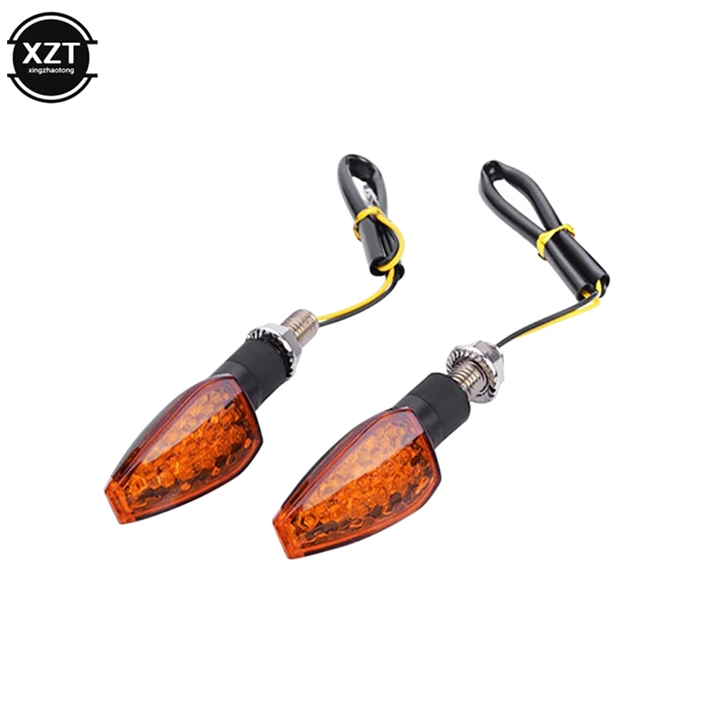 2 PCS Universal 14 LED Lights 12V Motorcycle Flashing Turn Signal Rear Indicators Tail Lights Yellow Lights for Honda BMW Yamaha