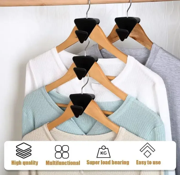 12/18pcs Ruby Space Triangle Multi-function Plastic Hanger Link Stackable Folding Hook Wardrobe Hanger Clothing Storage Rack