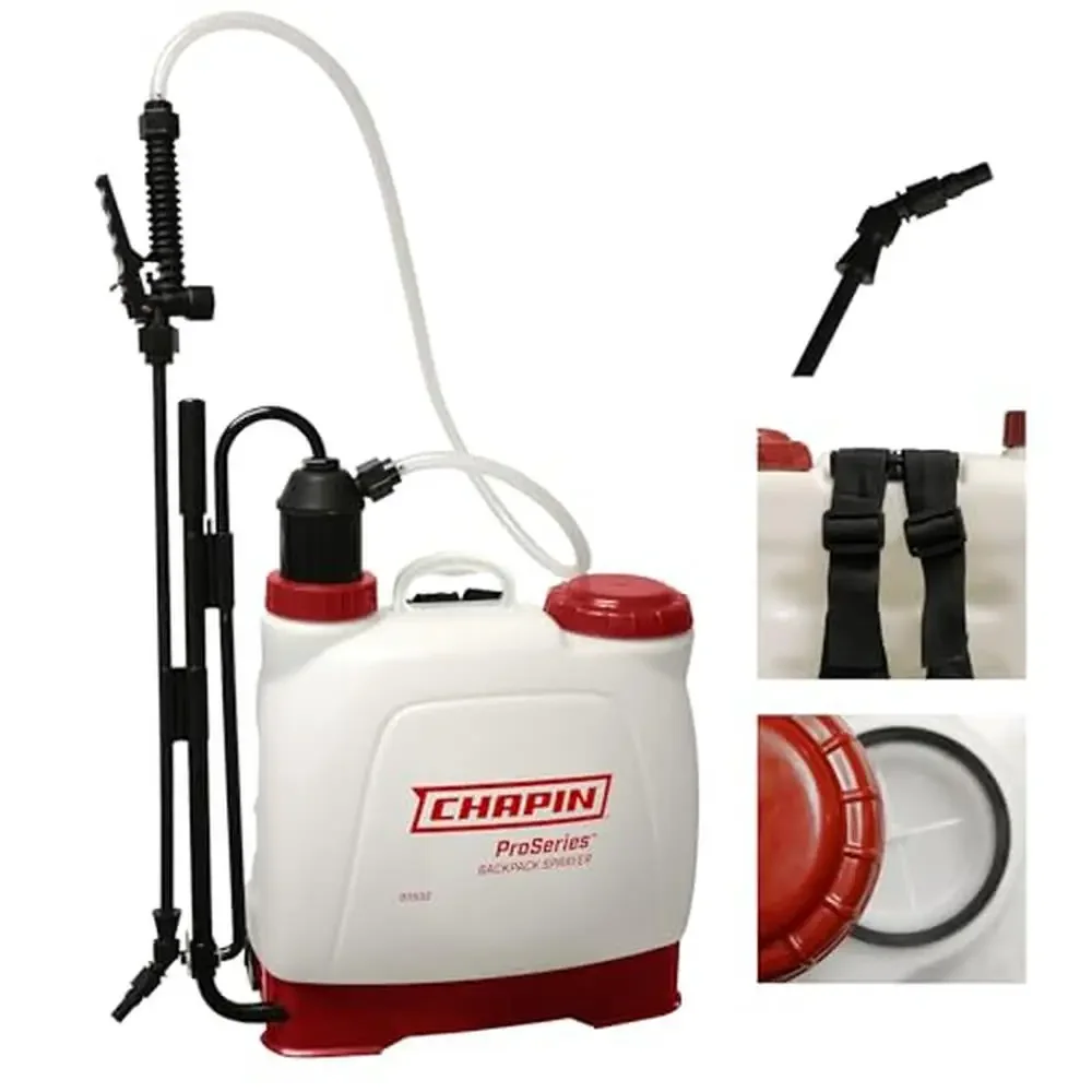 

4-Gallon Euro Style Backpack Sprayer w/ Poly Fan/Cone Nozzles Adjustable Straps & Wand Durable Tank 2-Stage Filtration Pest