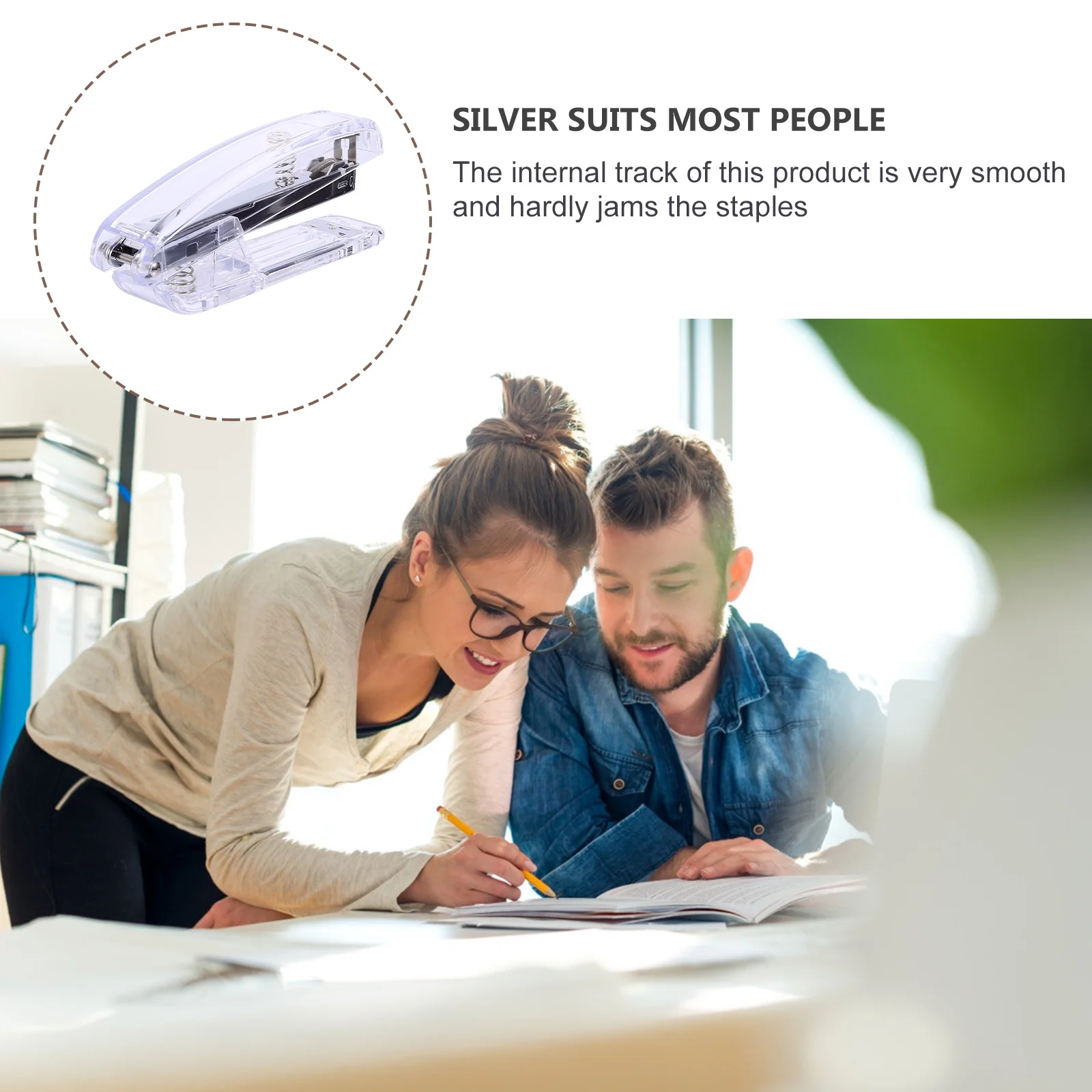 

Creative Stapler Silver Plastic Handheld Book Binding Tool For School Office Paper Stapling Machine Student Stationery