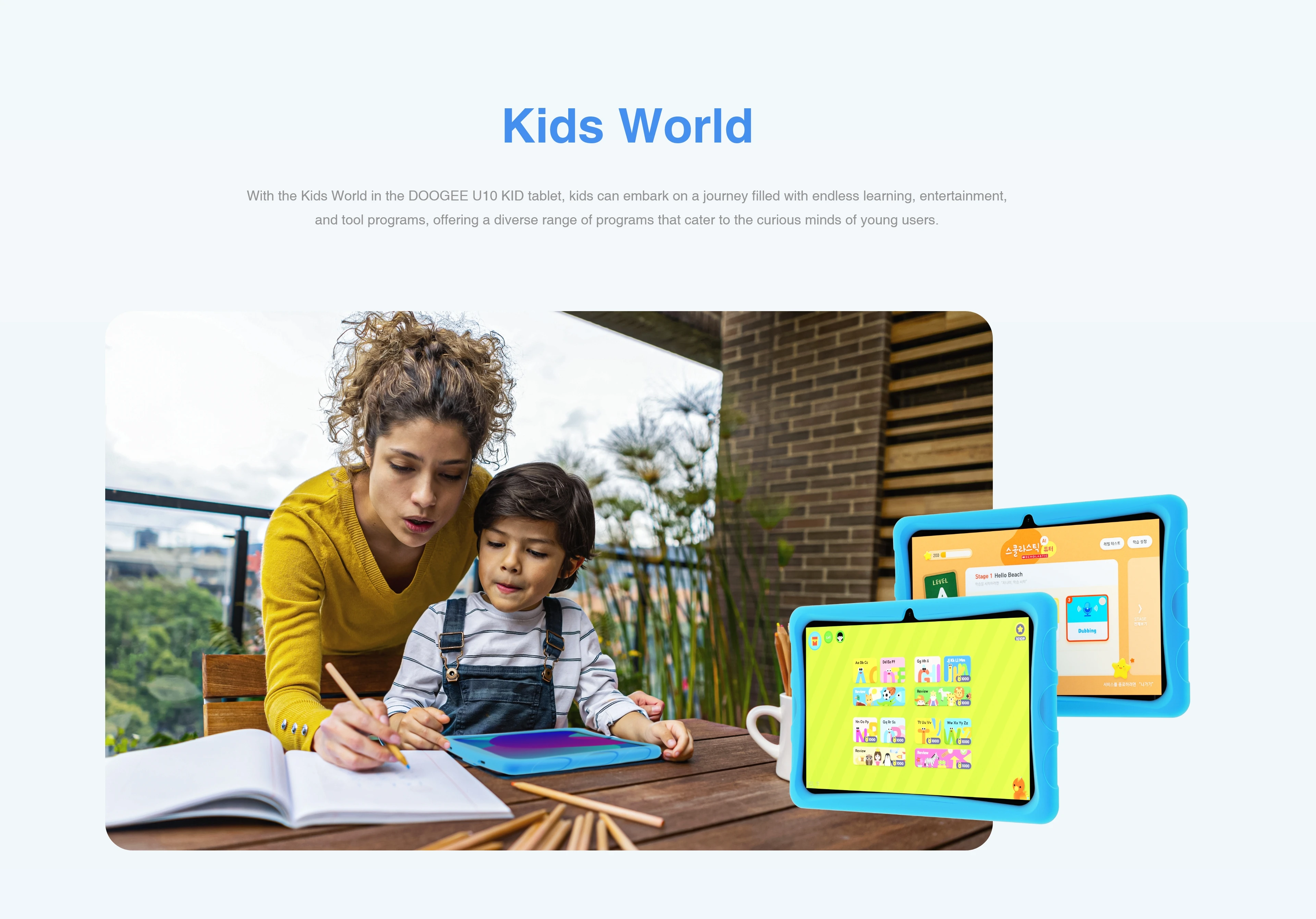 DOOGEE U10 KID Tablet 10.1 "wyświetlacz HD z certyfikatem TÜV silikonowe etui z systemem Android 13 Widevine L1 wsparcie czterordzeniowy aplikacje dla dzieci