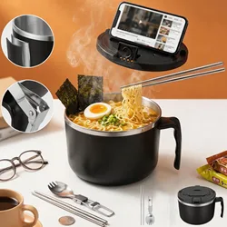 1200ml Rapid Ramen Bowl Ramen Noodle Bowls with Spoon Chopstick Safe Noodles Cooker Bowl for College Home Office