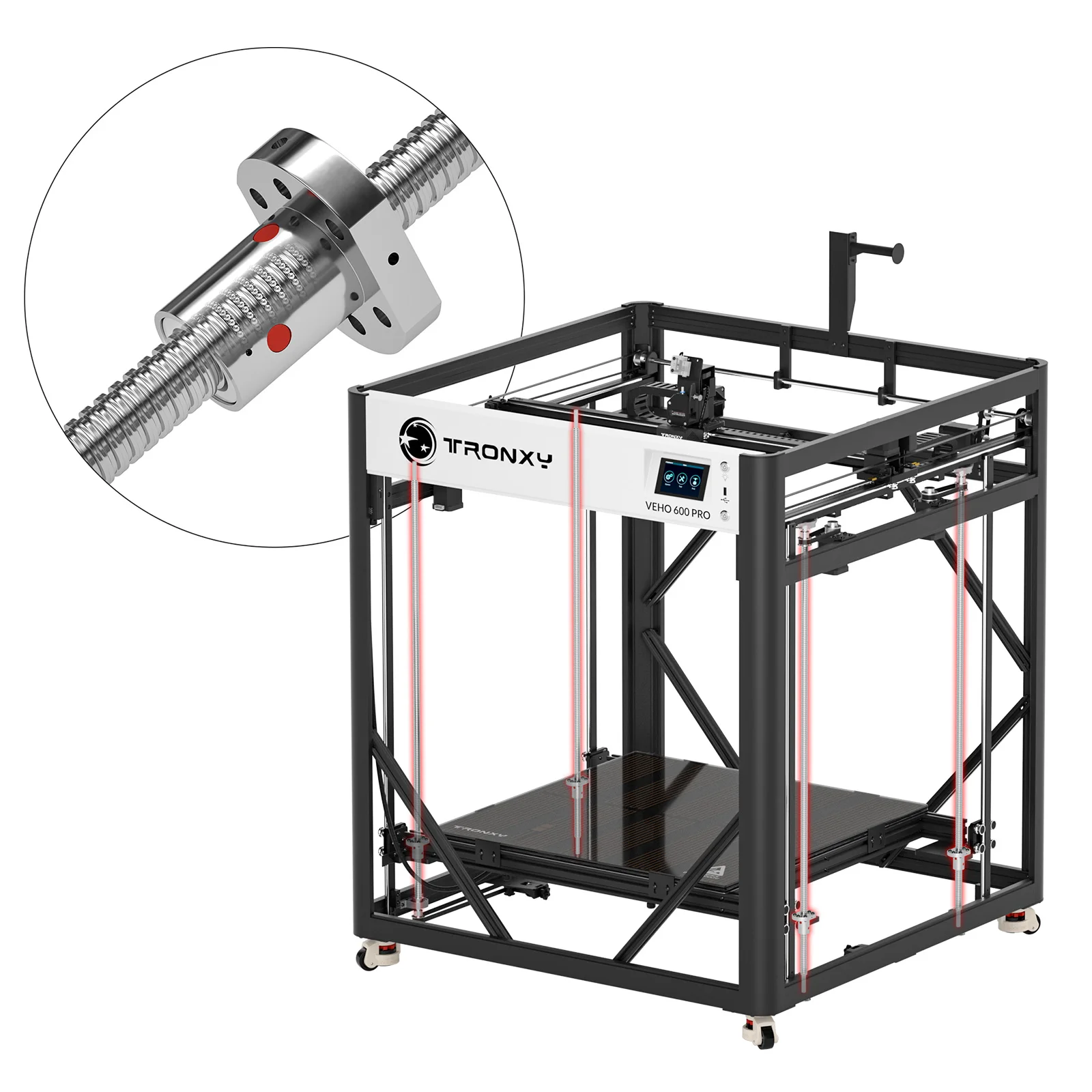 Imagem -04 - Impressora Tronxy-veho 600 Pro 3d Impressora de Tamanho Grande 600x600x600 mm Nivelamento Automático Estrutura Corexy Extrusora Direta