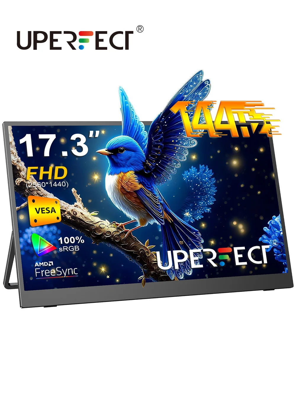 

UPERFECT 17.3'' 144Hz Portable Gaming Monitor 100% sRGB 1080P FHD Kickstand Portable Second Screen w/ HDR Ultra Slim Eyes Care