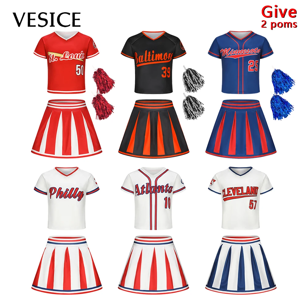 

Cheerleading Costumes For Ball Games Girl Uniforms Stage Performance Cheerleader Costume Uniform Cosplay Cheer Outfit Kids Poms