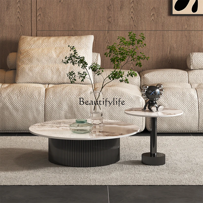 

12Rock slab creative coffee table light luxury stone modern simple household small apartment minimalist Italian side table