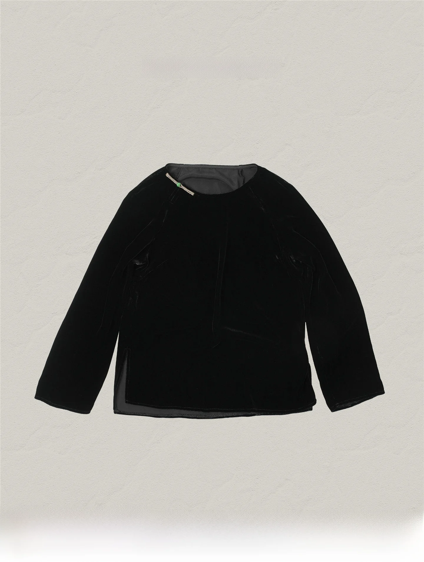 

Black Silk Velvet Long Sleeve Chinese Style Women's Shirt One Button Fashionable Summer New Arrival by LANGQING TONG