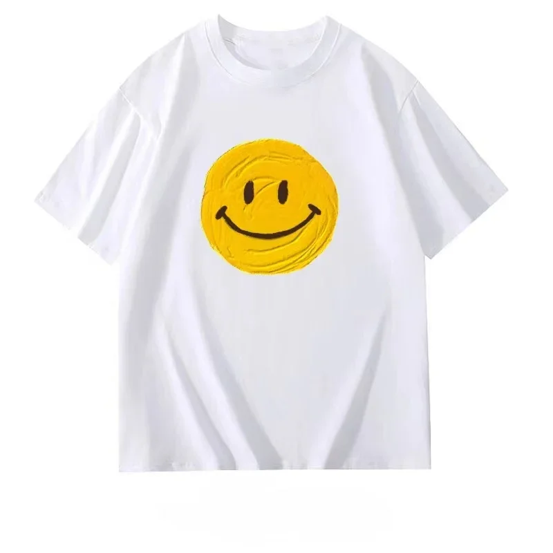 Smile Face Cotton Graphic T Shirts  Tops  Korean  Women Clothes  Y2k Top  T Shirt Women Harajuku Tee