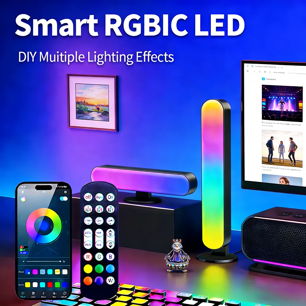

Умные светодиодные ленты RGBIC с динамической подсветкой, USB-комплект 1-в-2 с пультом ДУ, синхронизация с музыкой, идеально подходят для спальни, игровой зоны, подсветки ТВ, декора для вечеринок
