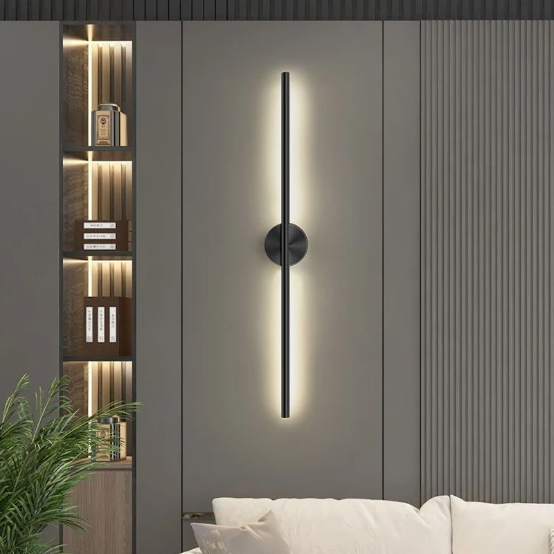 Mordern LED Wall Lamp Black 60CM Long Strip Light For Bar Living Room Wall Bedroom Ambient Bedside Hallway Led Lighting Fixture