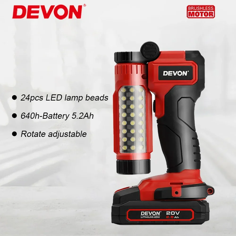

Devon Camping Light Rechargeable 5521-li Rotatable Portable Outdoor Universal 20v Flex Battery Platform