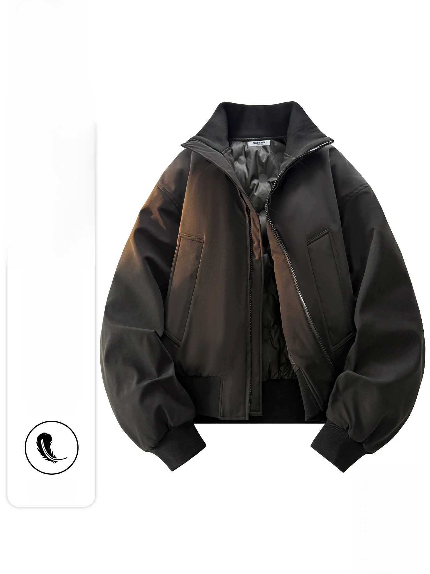 

Зимняя теплая мужская пуховая куртка Paul Frank с воротником-стойкой, повседневная, свободного кроя, защита от холода, с принтом Big Mouth Monkey, из полиэфирного волокна