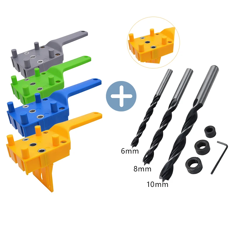 Bracket bit assembly Wood Doweling Jig Plastic ABS Pocket Hole Jig System Drill Bit Hole Puncher for Carpentry Dowel Joints