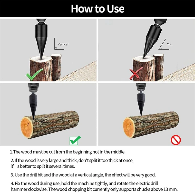 1Set Easysplit Boor Makkelijke Split Boor Hout Log Boor Bit Staal Brandhout Splitter (32/42Mm)