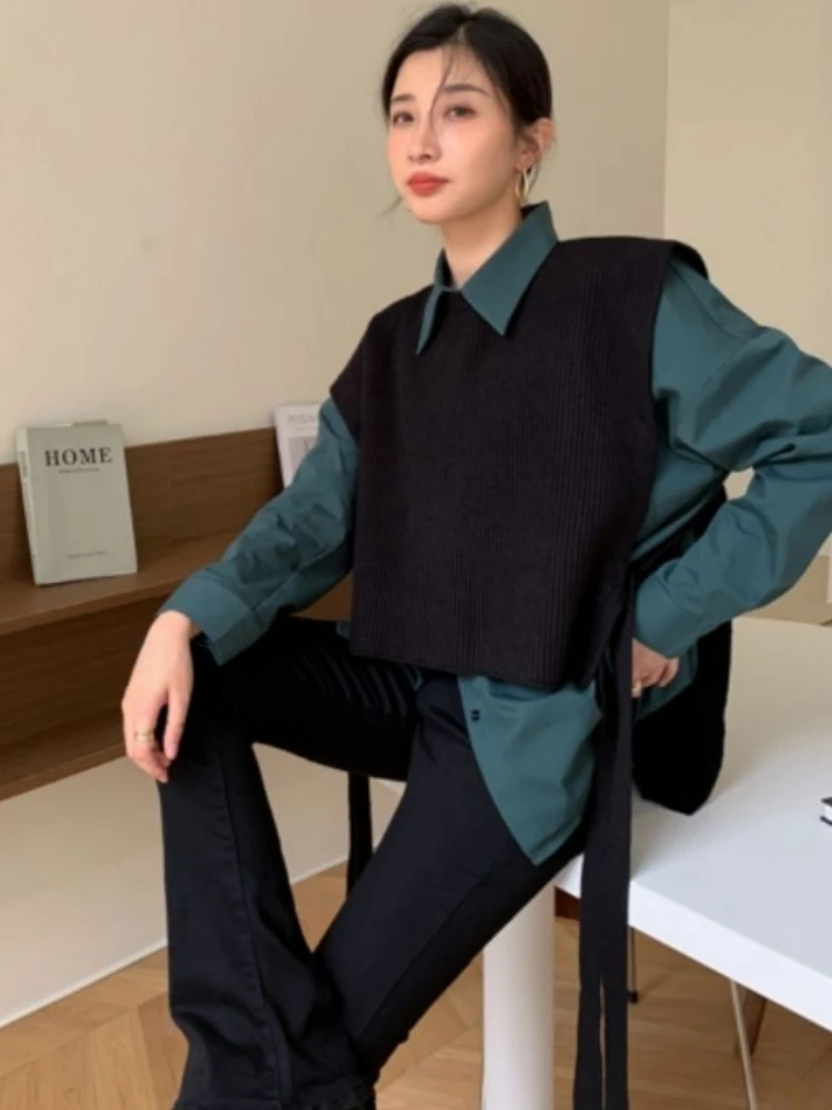 Sweater Vests Women Lace-up Minimalist Pure Classic Daily All-match Autumn Design Elegant Ulzzang Ladies Casual Popular Knitting