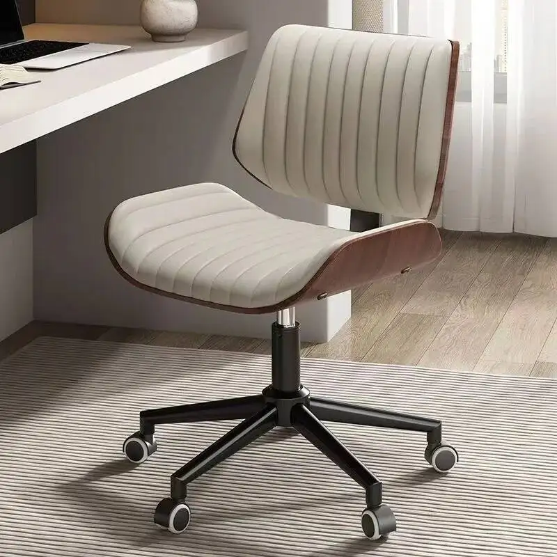 Desk Luxury Italian Leather Light Solid Office Chair, Wood Chair, Genuine Computer Material, Chair, High Quality, Designer Style