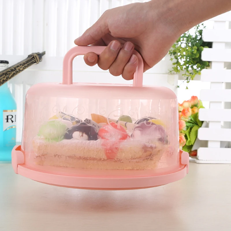 

8 Inch Portable Cake Storage Box With Handle Pastry Packing Box With Lid Outdoor Camping Cake Storage Box Transport Cake Holder