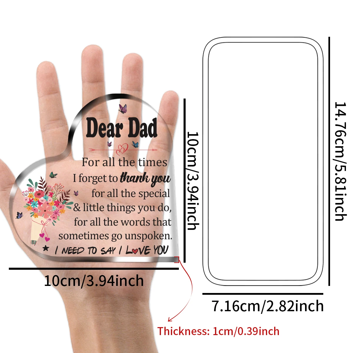 لافتة مكتب قلب أكريليك ، لافتة لديكور الطاولة ، هدايا عيد الأب ، الابن ، الابنة ، تذكار ، ثقالة الورق ، هدايا عيد ميلاد للأب ، جديدة #4