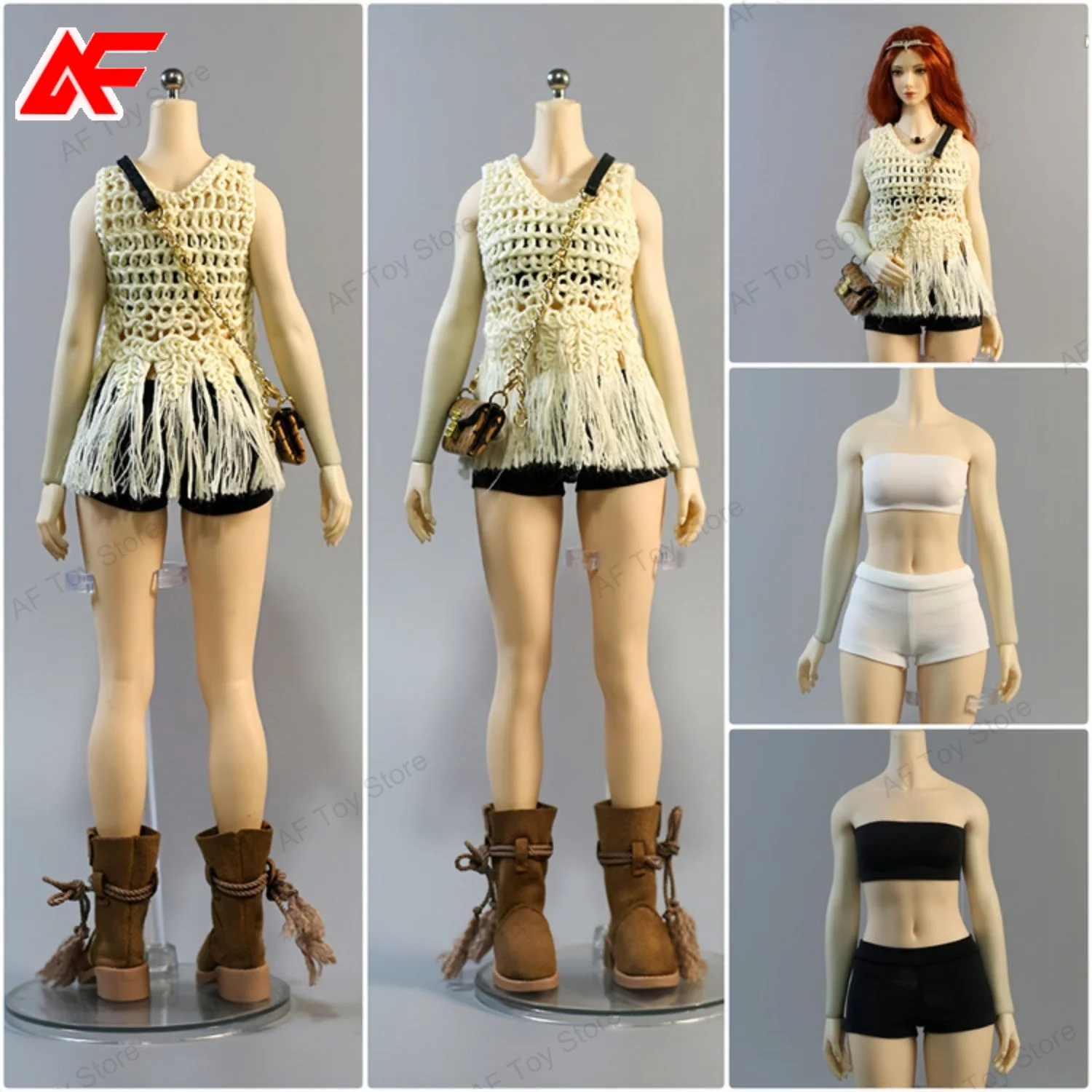 

HAILI TOYS HF009 1/6 Scale Bohemian Girls' Clothing Set Vest Boots Fit For 12'' TBL PH JO ANT Female Action Figure Body Dolls
