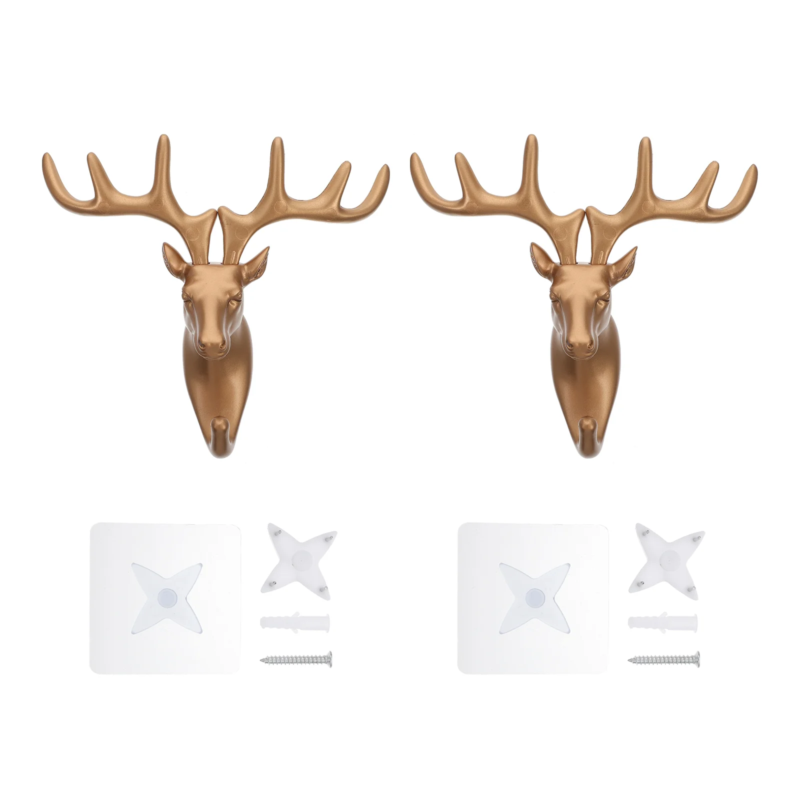 

2 Pcs Kid Room Decor Deer Head Hook Vintage Wall Ornament Golden Animals Hanger