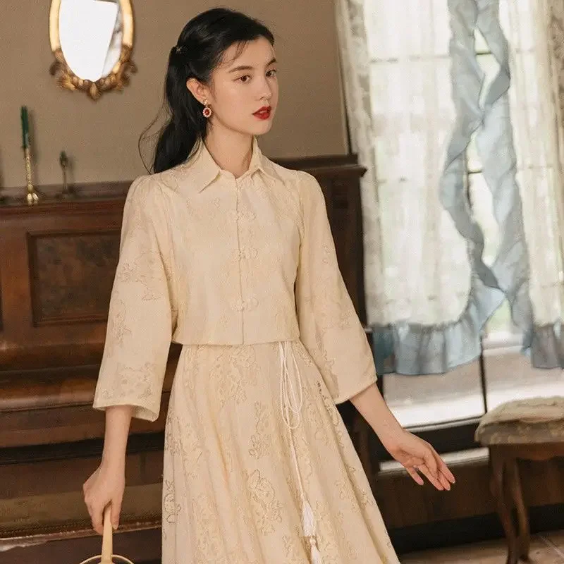 فساتين جديدة على الطراز الصيني أنيقة تحسين تشيباو شيونغسام الوقوف طوق فيستدوس كشكش خمر المرأة مثير تشيباوس فساتين ضئيلة #6