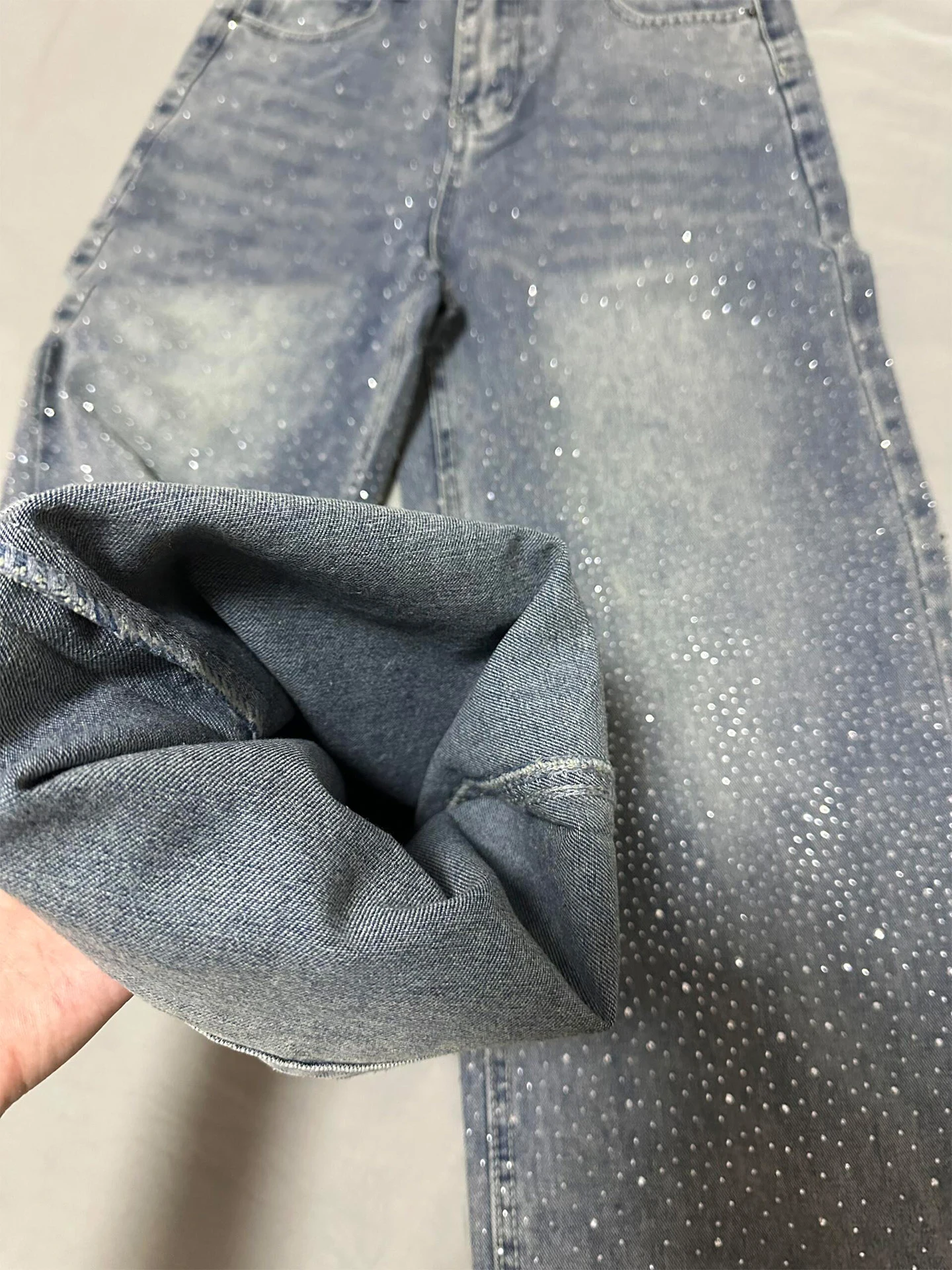 

Womens High Waist Wide Leg Jeans American Style Washed Blue Straight Cut Trousers Summer New Arrival plus Size Fashionable