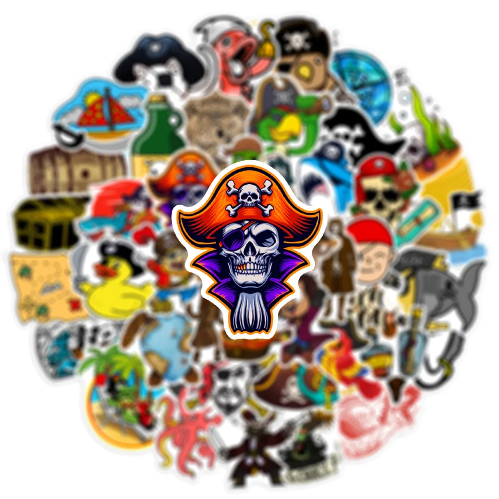 10/30/50pcs Cartoon Pirate Graffiti Stickers Cute Decals DIY Luggage Guitar Motorcycle Laptop PVC Graffiti Sticker for Kids Toys