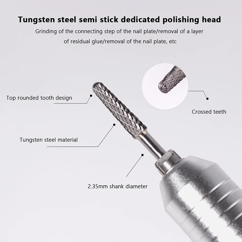 1 pz fresa per unghie elettrica in carburo di tungsteno per accessori per unghie per macchine per manicure
