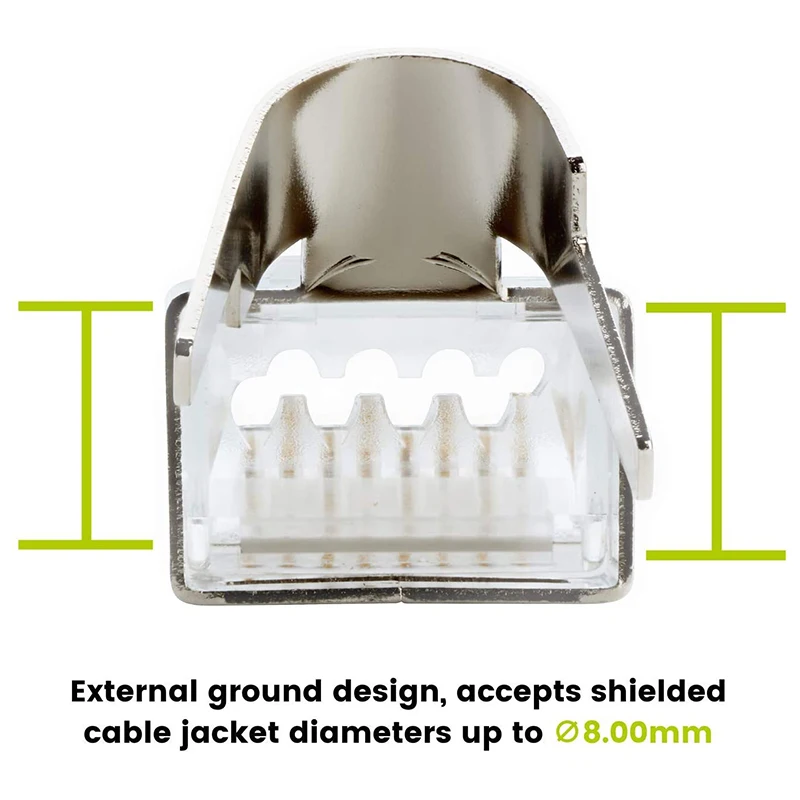 20 Pcs Cat6/6A RJ45 Pass Through Modular Plugs, Shielded (STP) External Ground Connector,EZ Crimp