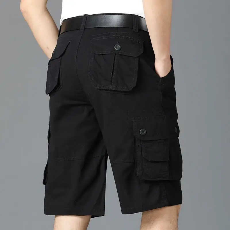 

Men Middle Aged Summer Multi Pocket Loose Cargo Shorts Outdoor Casual Five Point Pants For Dad