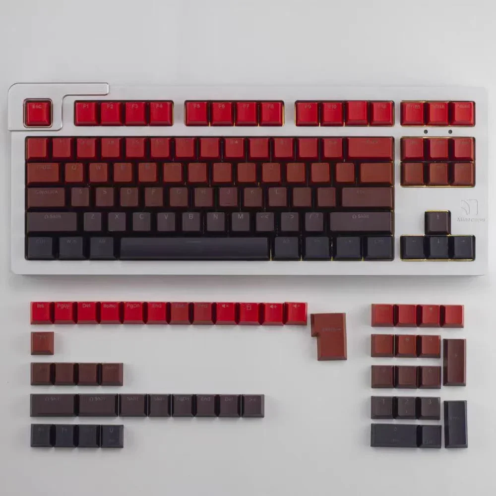 134 مفتاحًا من أغطية مفاتيح بإضاءة خلفية RGB متدرجة باللون الأحمر OEM ملف تعريف مزدوج النار PBT Keycap للوحة مفاتيح Cherry Gateron MX